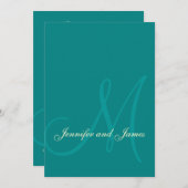 Crème turquoise Invitations de mariage modernes (Devant / Derrière)