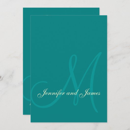 Crème turquoise Invitations de mariage modernes (Devant / Derrière)