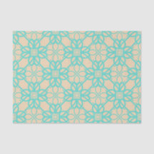 Crème Turquoise Moderne Prairie Tuin Folk Lattice
