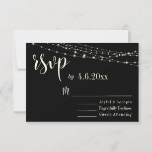 Crème typografie 30 op zwart met lichten, RSVP Kaartje
