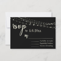 Crème typografie 32 op zwart met lichten, RSVP