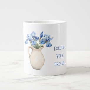 Crème Vaas Paarse Iris Bloemen Extra Grote Beker