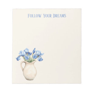 Crème Vaas Paarse Iris Bloemen Notitieblok
