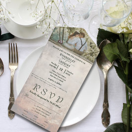 Crème Verweerde Whitewash Textuur Paar Foto All In One Uitnodiging