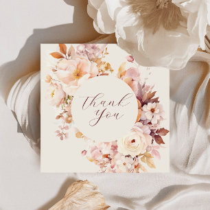 Crème Vintage Bloemen Baby Shower Herfst Bedankkaart