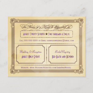 Crème vintage & Mariage Poster Brown RSVP