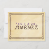 Crème vintage & Mariage Poster Brown RSVP (Dos)