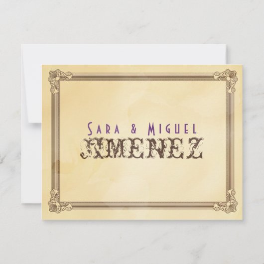 Crème vintage & Mariage Poster Brown RSVP (Dos)