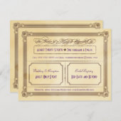 Crème vintage & Mariage Poster Brown RSVP (Devant / Derrière)