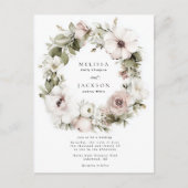 Crème Waterverf Bloem Krans bruiloft Briefkaart (Voorkant)