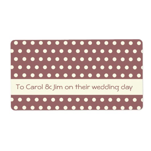 Crème White Ivory Polka Dot Pattern Etiket (Voorkant)