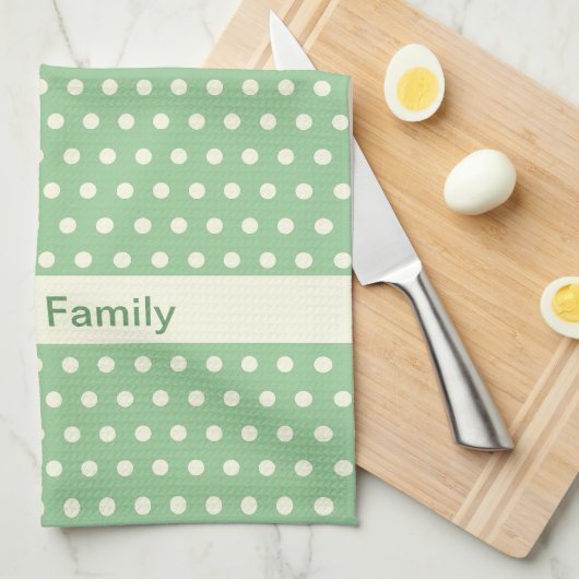 Crème White Ivory Polka Dot Pattern Theedoek (Quarter Fold)