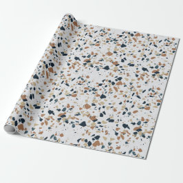 Crème White Modern Terrazzo Texture Pattern Cadeaupapier