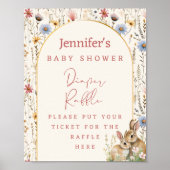 Crème Wildflower Bunny Rustieke Luier Raffle Poster (Voorkant)