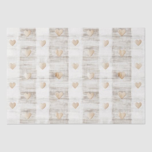 Crème Wit Beige Boho Harten Bruiloft  Tissuepapier (Voorkant)