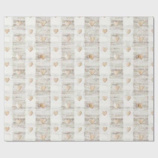 Crème Wit Beige Boho Harten Bruiloftsfeest  Cadeaupapier (Vlak)