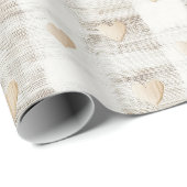 Crème Wit Beige Boho Harten Bruiloftsfeest  Cadeaupapier (Rol Hoek)