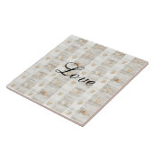 Crème Wit Beige Boho Hearts Tegeltje (Zijkant)