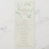 Crème Wit Bloemen Pasen krans Flat 4 gangen Menu (Voorkant)