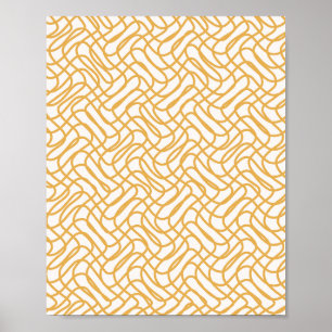 Crème Wit en geel Abstract lijnpatroon Poster