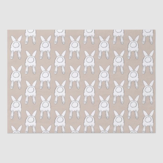 Crème Wit Gelukkig Pasen Bunnies Tissuepapier (Voorkant)