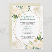 Crème Wit Goud Rozen Geometrische receptie Alleen Kaart (Voorkant / Achterkant)