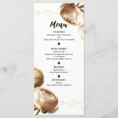 Crème & Wit Ranunculus Bloemenbruiloft Menu (Voorkant)