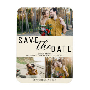 Crème Wit Save the Date Trouw 3 Foto's Magneet