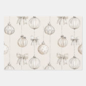 Crème Wit Zilver Glitzy Glam Bow Inpakpapier Vel (Voorkant 2)