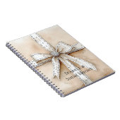 Crème Wit Zilver Glitzy Glam Bow Notitieboek (Rechterzijde)