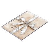 Crème Wit Zilver Glitzy Glam Bow Notitieboek (Linkerzijde)