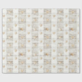 Crème Witte Beige Boho Harten Bruiloft Cadeaupapier (Vlak)