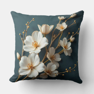 🌸 Crème Witte Bloemige Tak Kamer Decoratie Accent Kussen