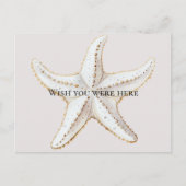 Crème Witte Gouden Zeester Strand Briefkaart (Voorkant)