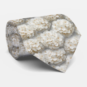 Crème Witte Hortensia Bloempatroon Stropdas
