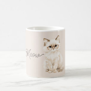 Crème Witte Kattenbril Koffiemok
