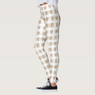 Crème Witte Schotse Strepen Leggings
