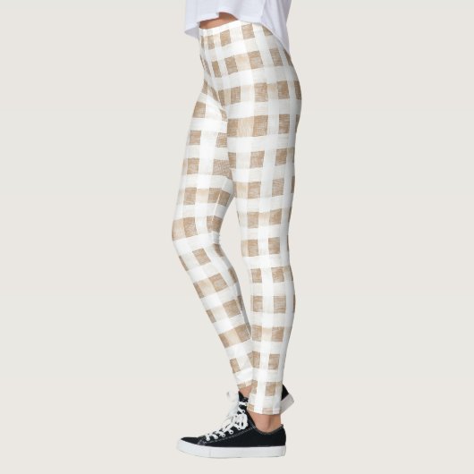Crème Witte Schotse Strepen Leggings (Links)