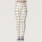 Crème Witte Schotse Strepen Leggings (Voorkant)
