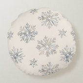 Crème Witte Sterren Kerstmis Rond Kussen (Achterkant)