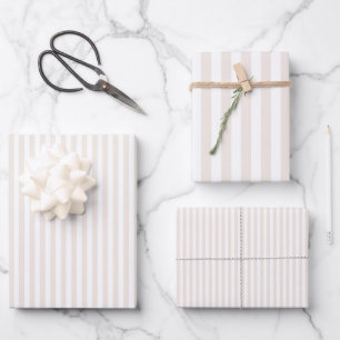 Crème & Witte Strepen Inpakpapier Vel