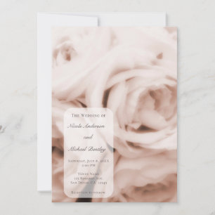 Crème Zacht Roze Rozen Elegante Trouw Kaart