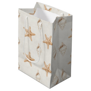 Crème Zeester Schelpen Strand Bruiloft Medium Cadeauzakje