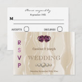 Crème Zijde Chique Violet Hart Sieraden RSVP (Voorkant / Achterkant)