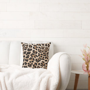 Crème Zwart Bruin Chic Luipaardprint Kussen