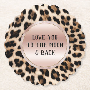 Crème Zwart Bruin Leopard Blush Roze Kartonnen Onderzetters
