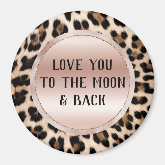 Crème Zwart Bruin Leopard Blush Roze Magneet (Voorkant)