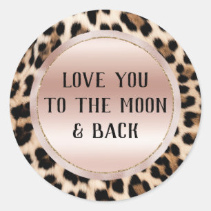 Crème Zwart Bruin Leopard Blush Roze Ronde Sticker