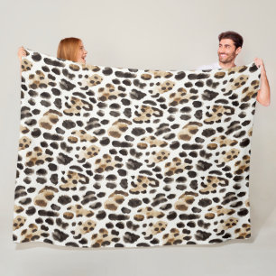 Crème Zwart Bruin Luipaard Dier Fleece Deken