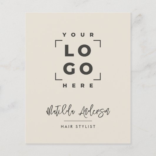 Crème zwart elegante moderne girly prijs QR-code Flyer (Achterkant)